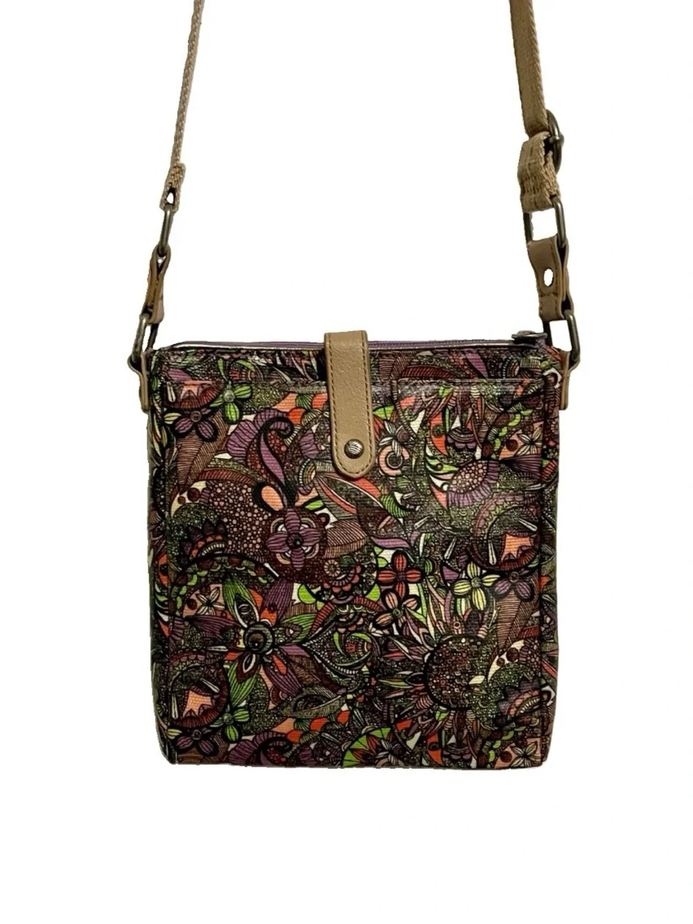 Sakroots Floral Paisley Crossbody Bag Multi Colored Boho Festival Casual Cottage